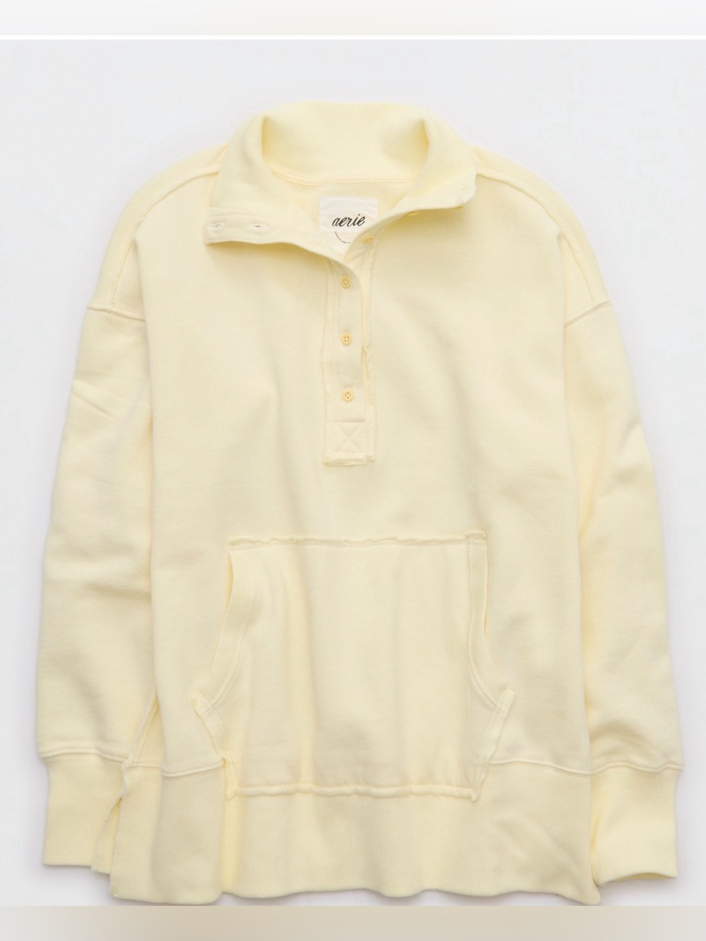 Aerie Vintage Popover Polo Sweatshirt Cozy Yellow, size XL, NWT - Picture 4 of 5